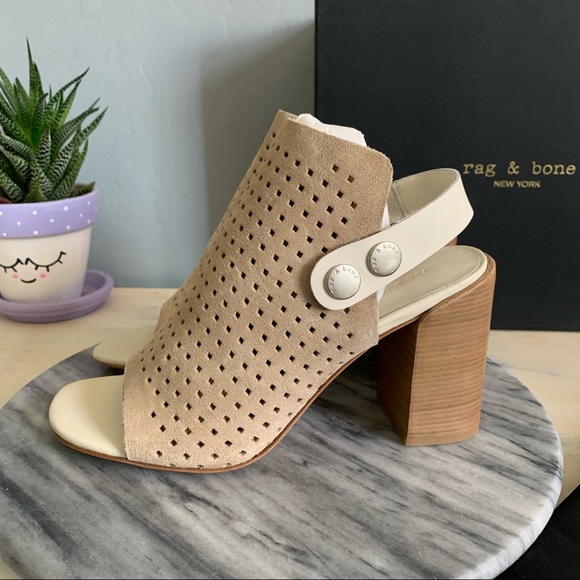 rag & bone | NIB Leigh Sandal in Stucco Perforated Suede  Size 6 - Picture 3 of 12